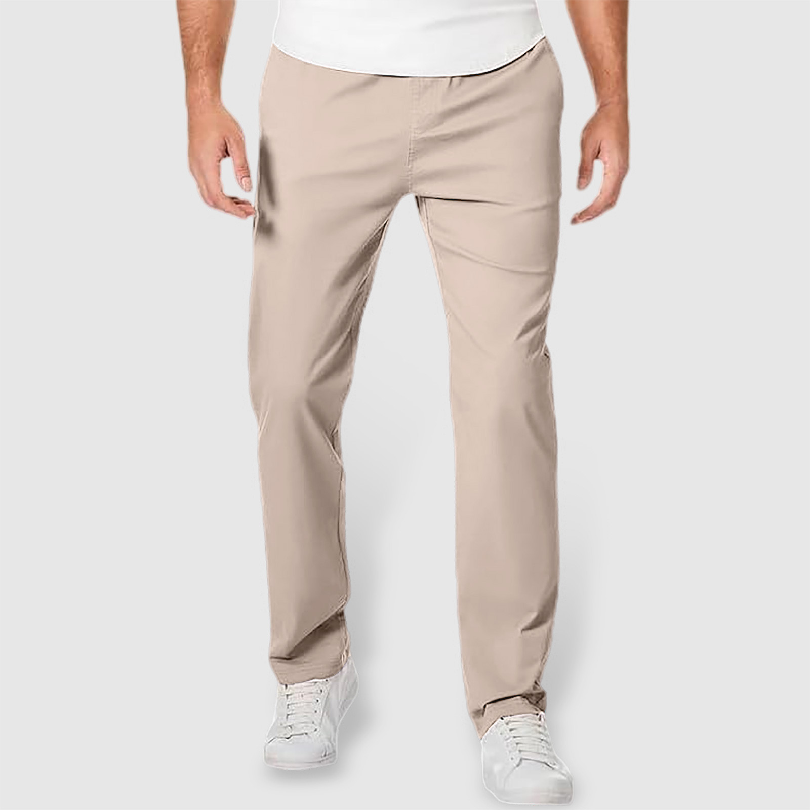 thumbnail image 2 of Pantalones chinos clásicos para hombre con pliegues y cintura plana - Pierna recta, cintura elástica, adecuados para hombres maduros, 2 of 7